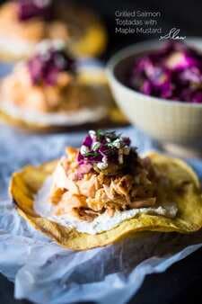 Delights Of Dijon Grilled Salmon Tostadas With Maple Mustard Slaw