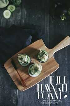 Feed Your Creativity Cucumber Tomatillo Ceviche Cups And Avocado Cheese Foam