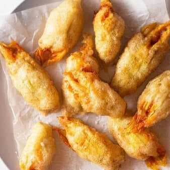 Fried Squash Blossoms Stuffed With Crab And Mascarpone