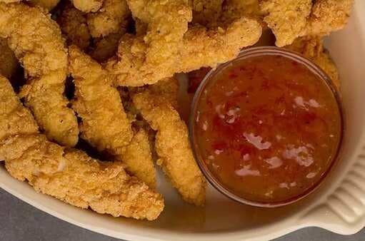 Frito Crusted Chicken Tenders With Spicy Peach Sauce