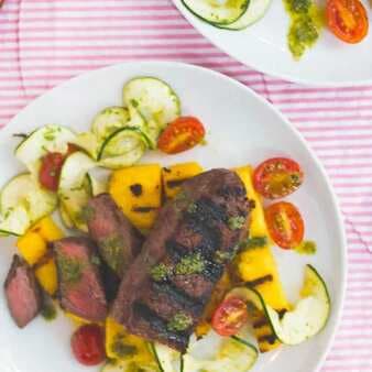 Grill Like An Italian With Colavita:Truffle Steak With Polenta Cakes And Zucchini Salad