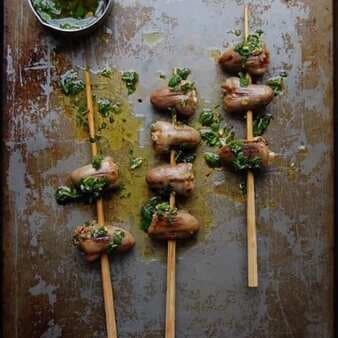 Grilled Chicken Hearts With Parsley Vinaigrette