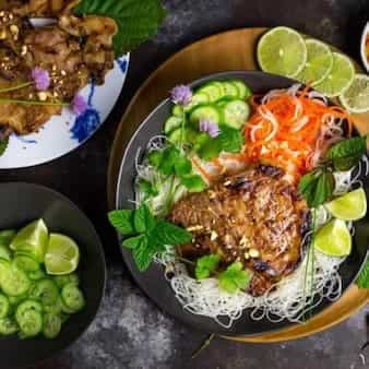 Grilled Pork Chops And Vietnamese Rice Noodles