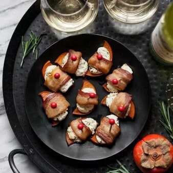 Persimmon And Bacon Bites With Goat Cheese