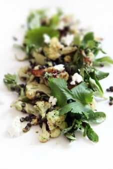 Roasted Cauliflower And Beluga Lentil Salad