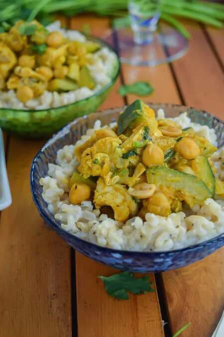 Thai Pumpkin Chicken Curry With Coconut Ginger Brown Rice