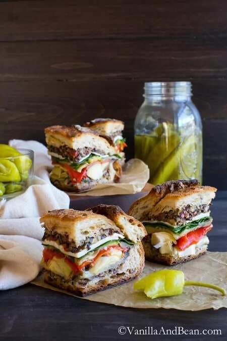 Vegetarian Muffuletta Sandwich