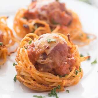 Spaghetti & Turkey Meatball Bites