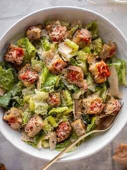 Caesar Salad With Pizza Croutons