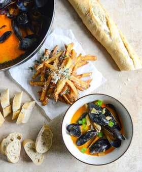 Steamed Mussels In A Coconut Curry Broth