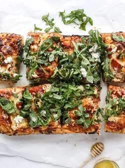 Hot Honey And Goat Cheese Pepperoni Pizza