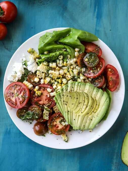 Grilled Corn, Tomato And Avocado Salad With Chimichurri
