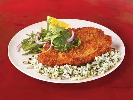Chicken Milanese With Herbed Rice And Mixed Greens