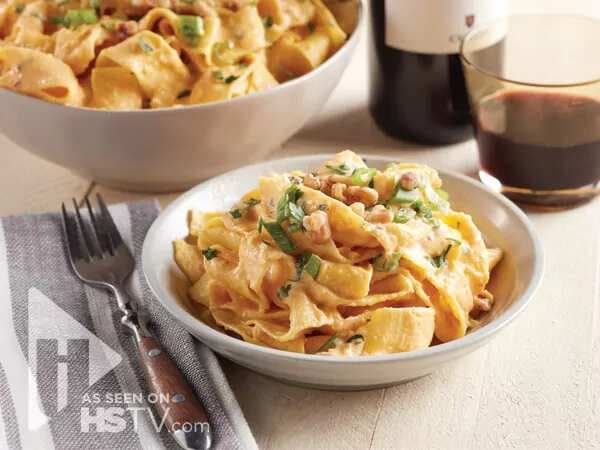 Pappardelle With Gorgonzola Cream Sauce And Squash Puree
