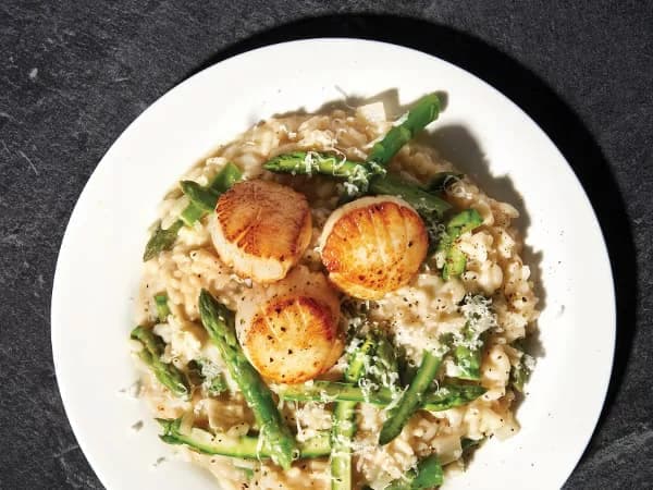 Seared Scallops And Asparagus Risotto