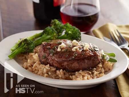 Steak With Blue Cheese Risotto And Broccoli