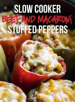 Slow Cooker Beef Macaroni Stuffed Peppers