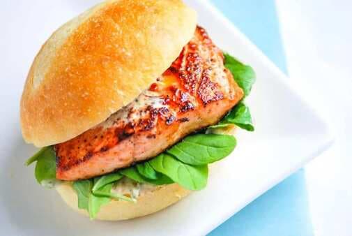 Pan Seared Salmon Burgers With Chipotle Mayonnaise