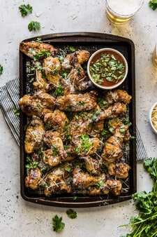 Grilled Garlic Parmesan Wings with Cilantro