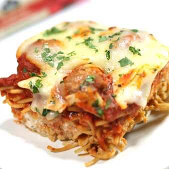 Spaghetti Casserole With Meatballs