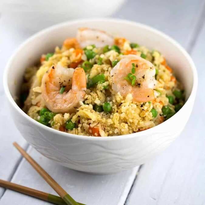 Shrimp Fried Cauliflower Rice Bowl