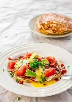 Corn And Chive Pancakes With Bacon And Eggs
