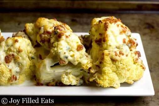 Roasted Cauliflower with Blue Cheese Sauce & Bacon