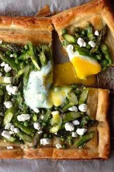 Asparagus And Egg Tart With Goat Cheese