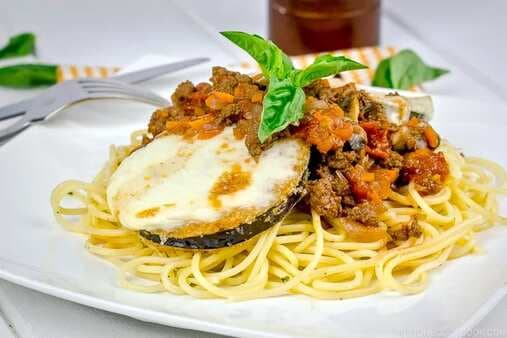 Eggplant Parmesan Spaghetti With Meat Sauce
