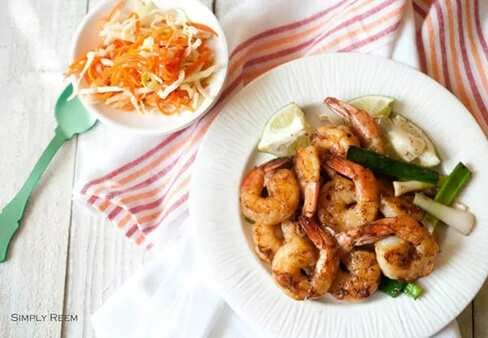 Honey Glazed Shrimps With Asian Coleslaw