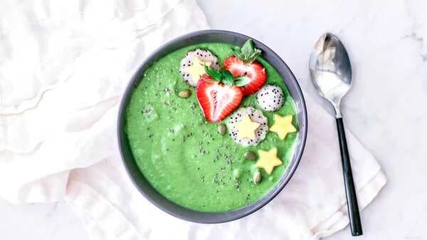 Healthy Green Smoothie Bowl With Broccoli Rabe