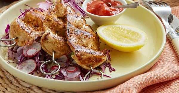 Barbecue Chicken Skewers With Spicy Plum Sauce