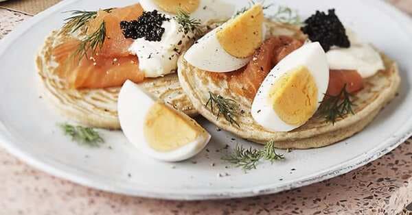 Blinis With Hard Boiled Egg And Smoked Salmon