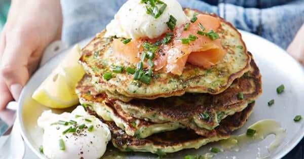 Chive, Kale And Parmesan Pancakes With Poachies
