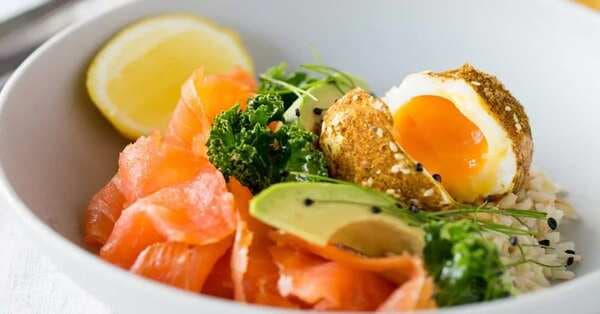 Cold Smoked Salmon And Dukkah Eggs Breakfast Bowl