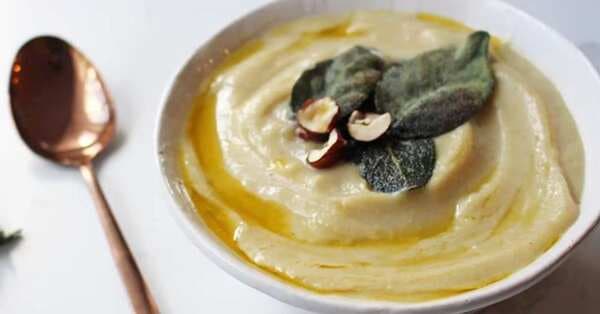 Creamy Hazelnut And Sage Cauliflower Soup