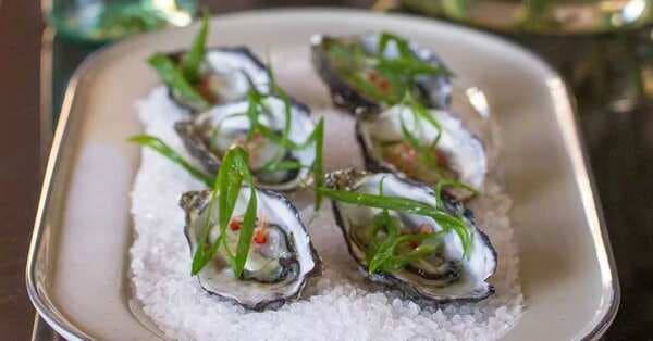 Freshly Shucked Sydney Rock Oysters With Lemongrass, Chilli And Shallot Dressing