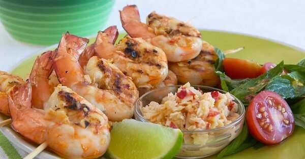 Grilled Prawns With Coconut And Lime Sambal