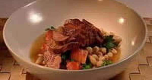 Lamb Rump With Cannellini Beans, Tomato And Peas