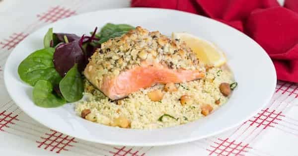 Crusted Salmon With Macadamia Couscous