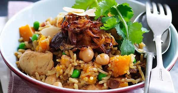 Moroccan Chickpea And Basmati Rice Chicken Pilaf