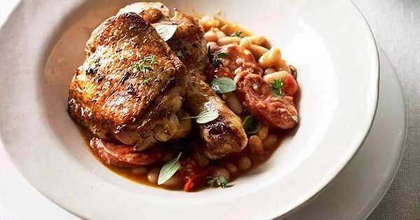 Paprika Roast Chicken With Chorizo And White Beans