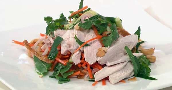 Poached Coconut Chicken With Asian Salad