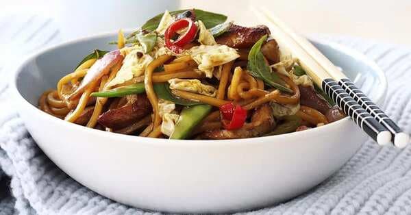 Pork, Noodle And Thai Basil Stir-Fry