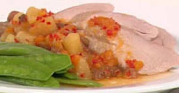 Roasted Pork Fillet With Pear And Apricot Relish