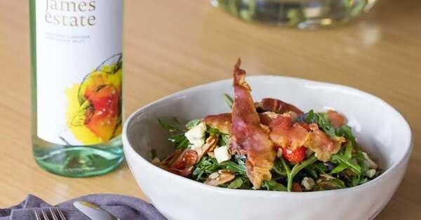 Rocket, Strawberry, Prosciutto And Blue Cheese Salad With Fig Dressing