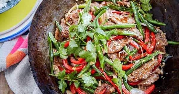 Steak And Green Bean Stir Fry With Ginger And Garlic