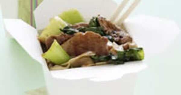 Stir-Fried Pork With Buk Choy And Rice Noodles