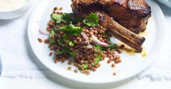 Tandoori-Style Lamb With Red Lentils, Coriander And Cucumber