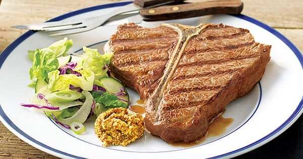 Chargrilled T-Bone Steak With Seeded Mustard